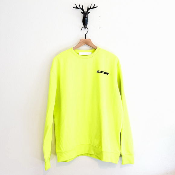 Playboy x Missguided Tops - Playboy x Missguided Women's Neon Yellow Oversized Baggy Sweatshirt Size Small